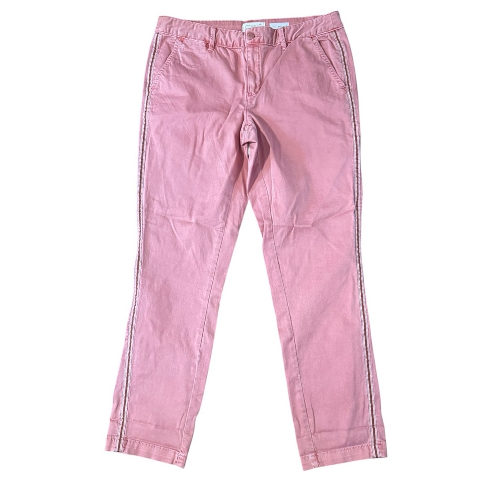 Anthropologie Pants Women’s Size 30 Pink Chino Straight Flat Front Side Stripe